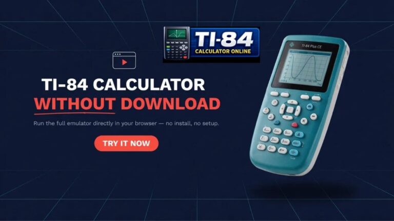 TI-84 Calculator Without Download online graphing calculator interface for solving equations and plotting graphs instantly.