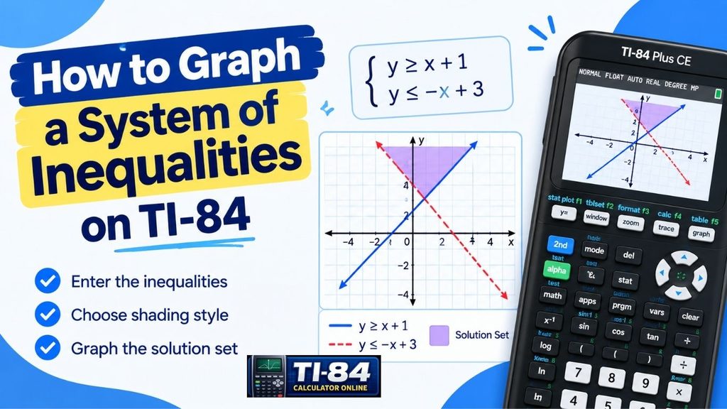TI-84 Graphing Inequalities: Step-by-Step Guide for TI-84 Plus CE TI-84 Graphing Inequalities for a System of Equations